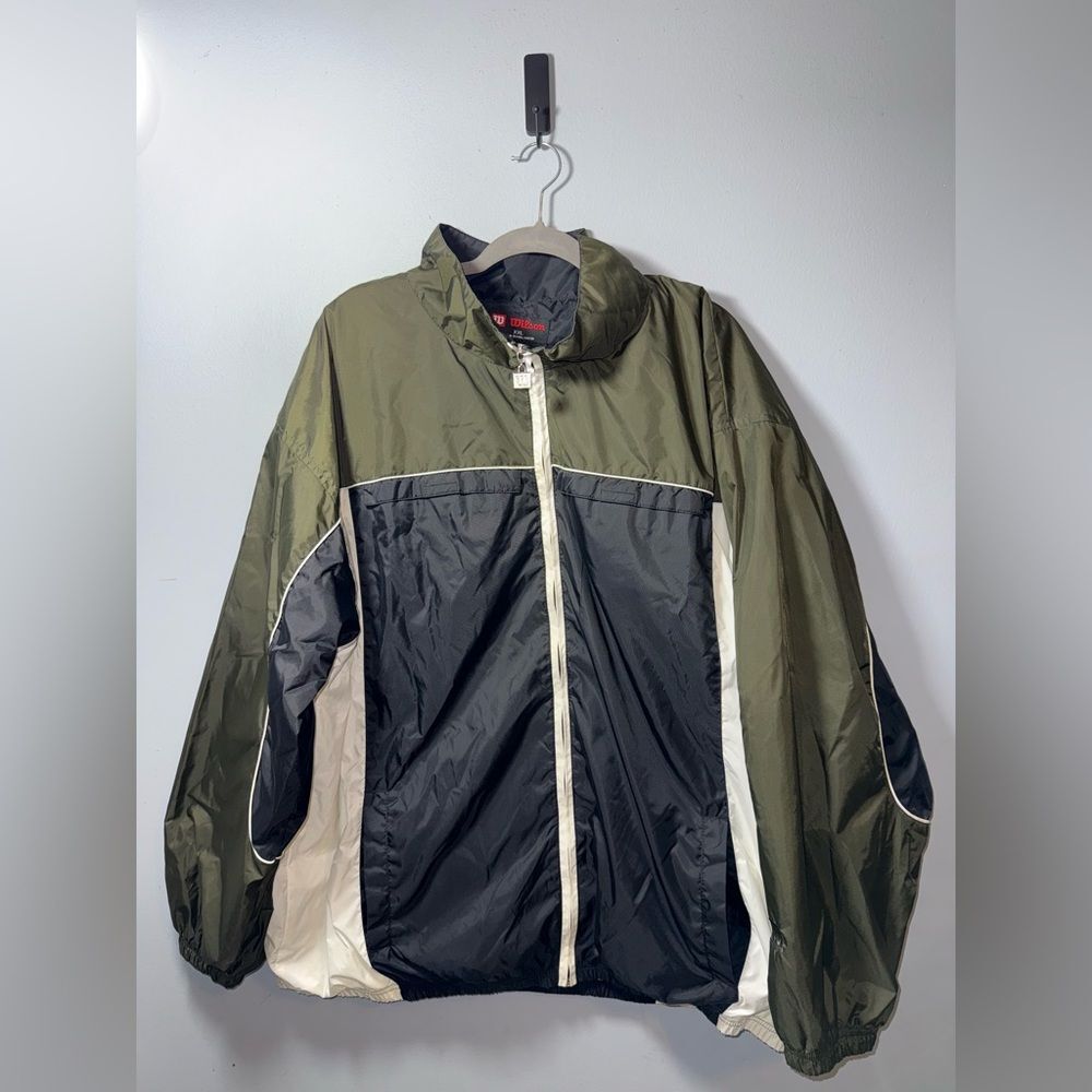Wilson VTG Men’s Windbreaker Tennis Sport Full Zip Lined Jacket 2XL NWOT